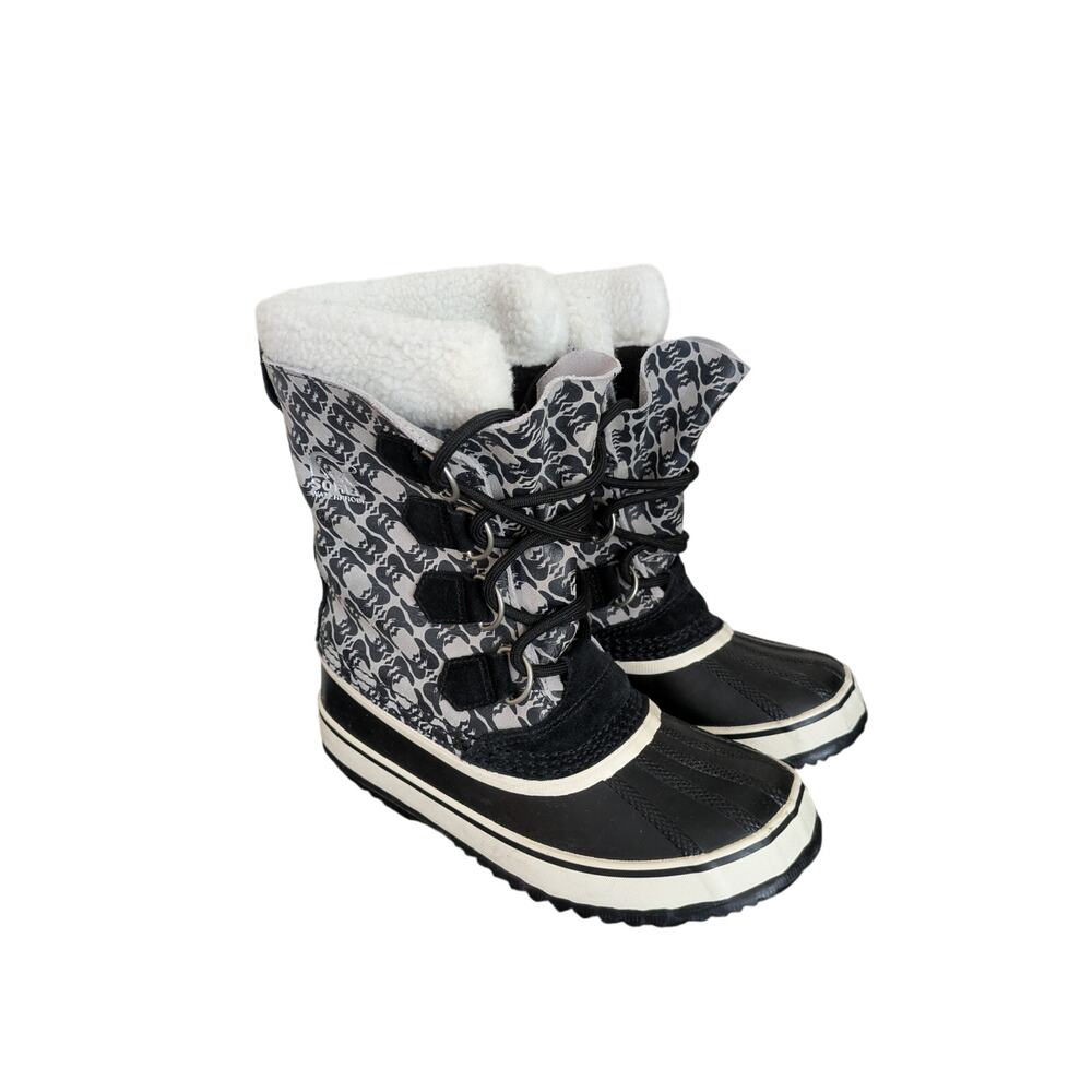 Sorel JEE High Winter Boots Womens 6 Black-White Thermal Workwear Waterproof